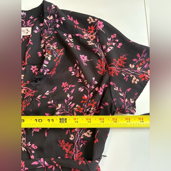 Nanette Lepore Black Floral Chiffon Maxi Shirt‎ Dress Sz 4 Small 0380 - Picture 10 of 14